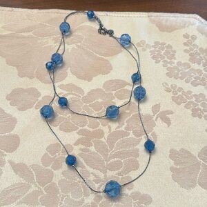 Express Necklace blue round stone rock cute long necklace by Express fashion